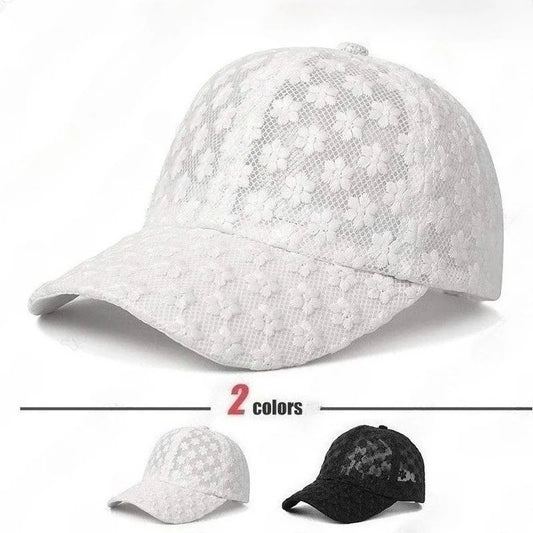 Summer Women S Lightweight Office Lady Lace Baseball Cap Embroidered Flowers Mesh Ventilation Sun