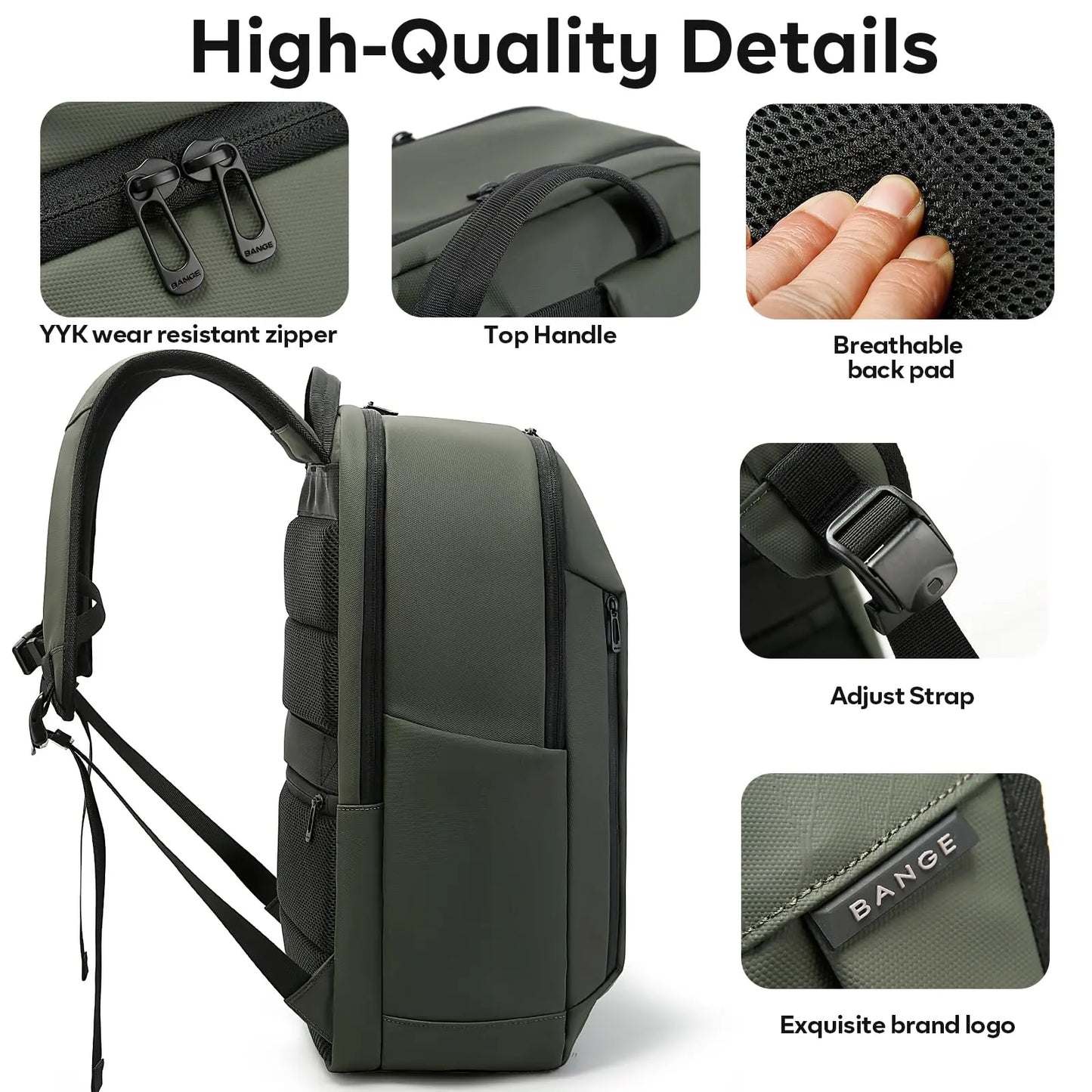 Bange Men's 15.6" Laptop Backpack – Lightweight Business Travel Bag