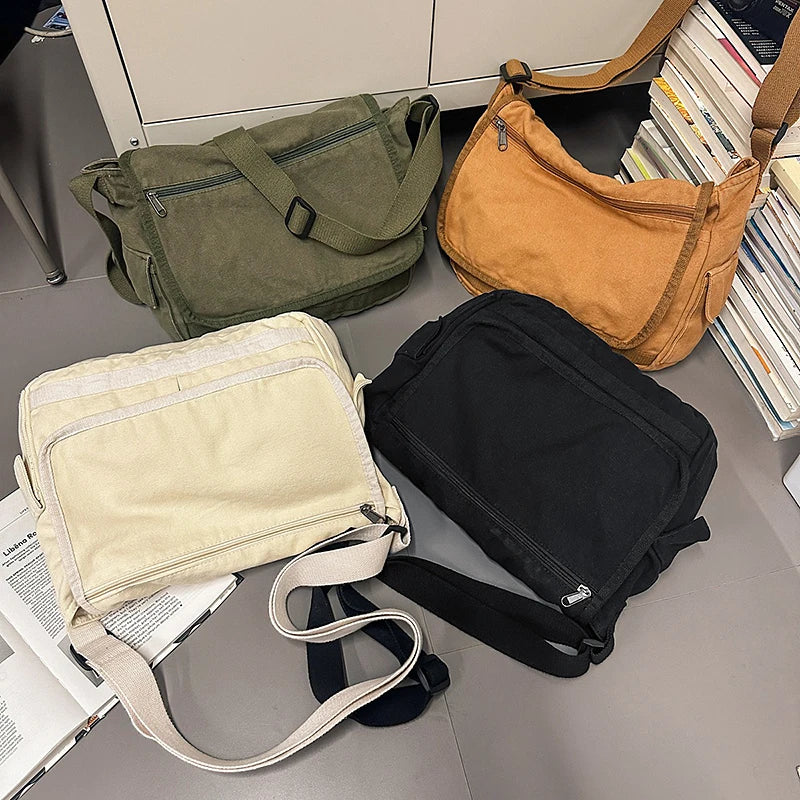 Canvas Messenger Bag – Casual Crossbody for Women & Students