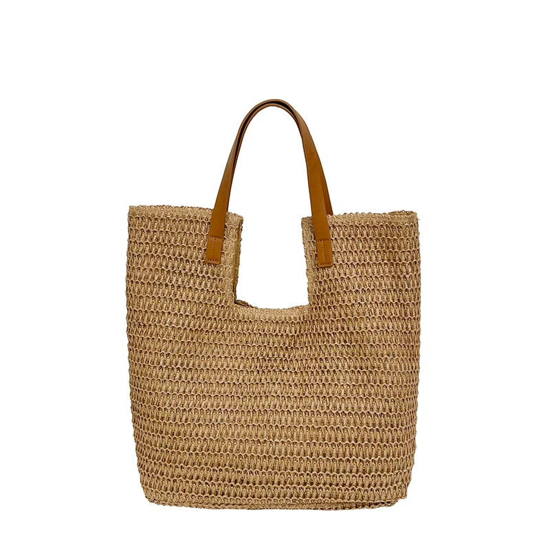Straw Beach Tote Bag – Large Capacity Woven Shoulder Bag for Women