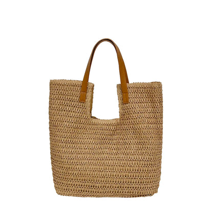 Straw Beach Tote Bag – Large Capacity Woven Shoulder Bag for Women