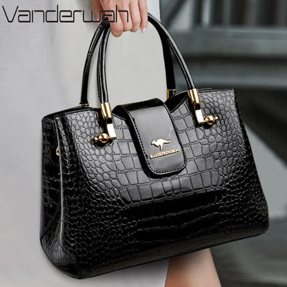 Patent Leather Crocodile Tote Handbag for Women