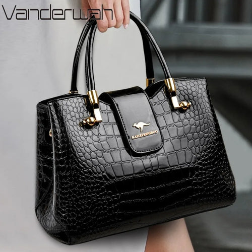Patent Leather Crocodile Tote Handbag for Women