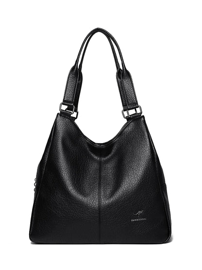 3-Layer Soft Leather Hobo Tote Bag for Women – Large Shoulder Handbag