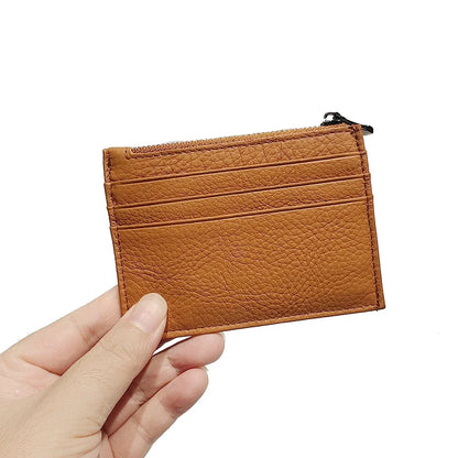 Genuine Leather Card Holder with Zipper Coin Purse – Slim Wallet