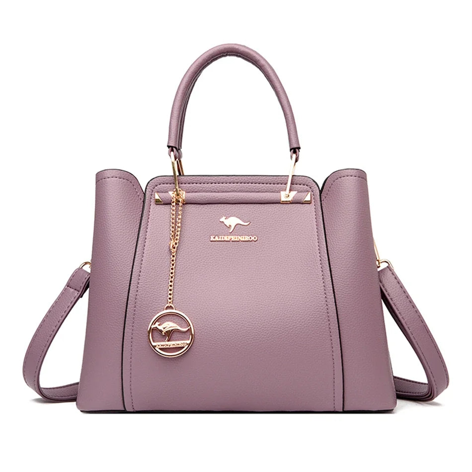 Women's Leather Crossbody Handbag – 3-Layer Shoulder Bag