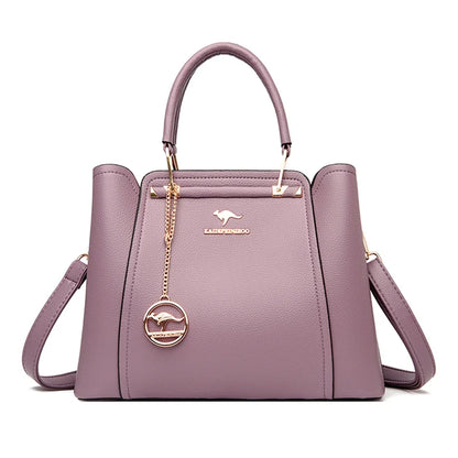 Women's Leather Crossbody Handbag – 3-Layer Shoulder Bag