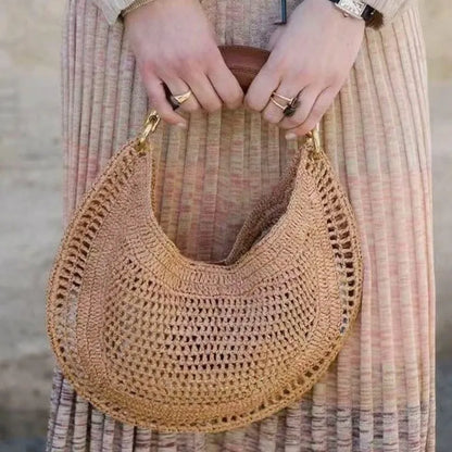 Woven Crescent Handbag – Hollow Design Women's Underarm Bag