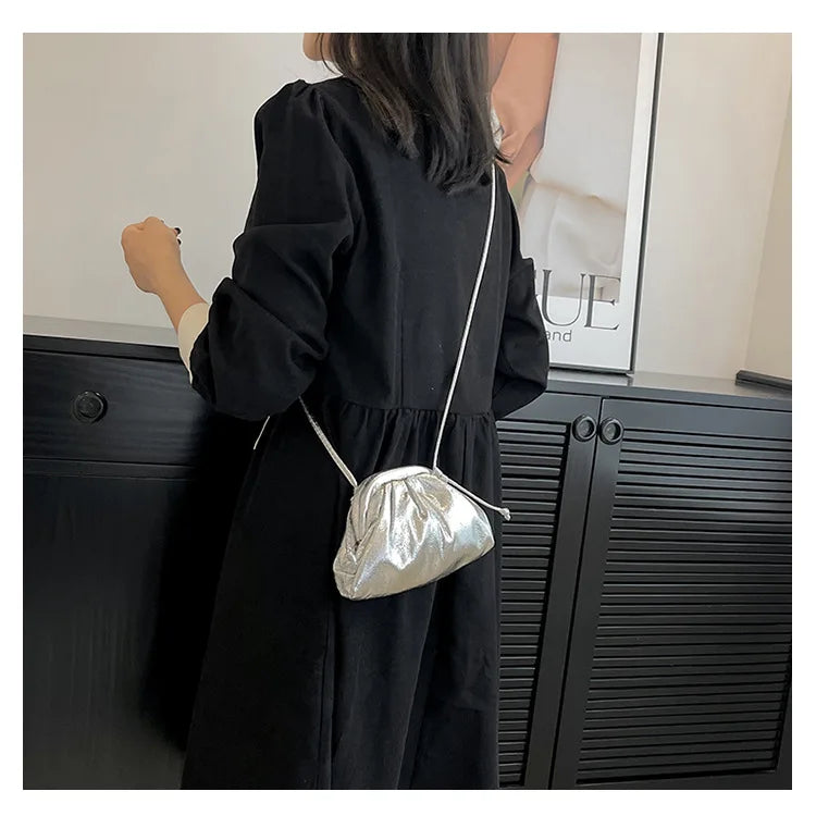 Ruched Cloud Hobo Bag – Soft PU Leather Crossbody for Women