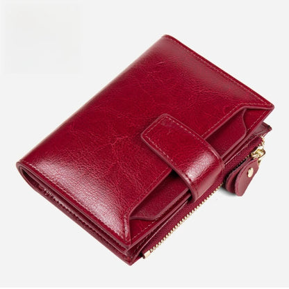 RFID Blocking Genuine Leather Women's Wallet – Zip Coin & Multi-Card Organizer