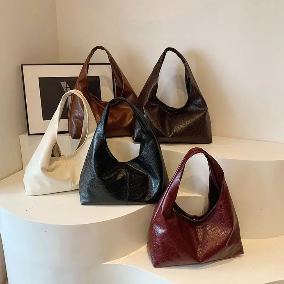 Large PU Leather Hobo Shoulder Bag – Y2K Women's Handbag