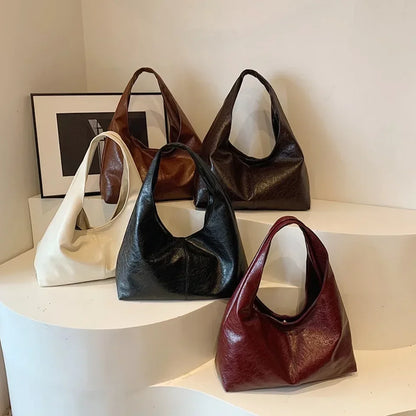 Large PU Leather Hobo Shoulder Bag – Y2K Women's Handbag