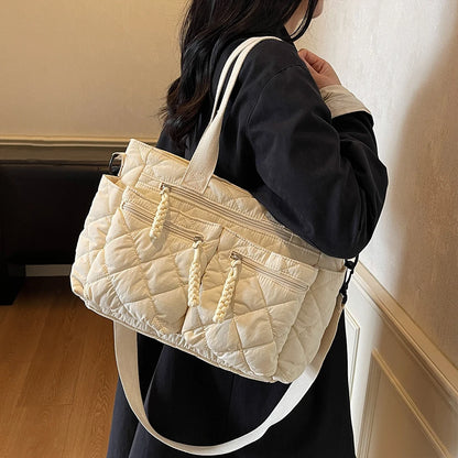 Women's Large Capacity Quilted Shoulder Bag – Multifunctional Commuter Tote