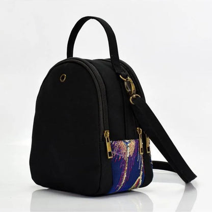 Embroidered Canvas Crossbody Bag – Vintage Peacock Sequin Satchel
