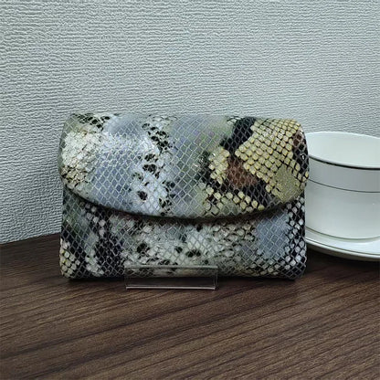 Snake Pattern Leather Women's Short Wallet – Trendy Clutch Purse