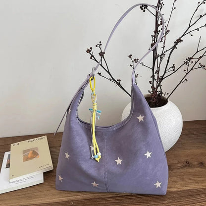 Star Embroidered Hobo Bag – Large Capacity Women's Shoulder Tote