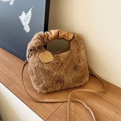 Women's Faux Fur Half-Moon Crossbody Bag