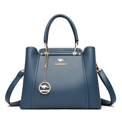 Women's Leather Crossbody Handbag – 3-Layer Shoulder Bag