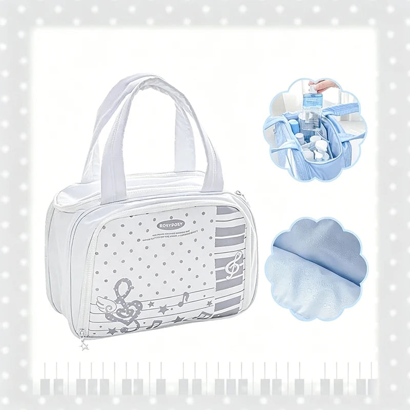 Large Capacity Makeup Bag with Dividers – Musical Notes Design