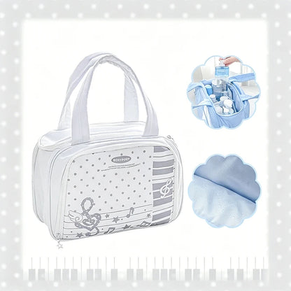 Large Capacity Makeup Bag with Dividers – Musical Notes Design