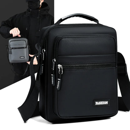 Men's Oxford Shoulder Bag – Multi-Pocket Messenger Handbag