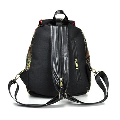 Embroidered Ethnic Backpack – Women's Large Capacity Canvas Travel Bag