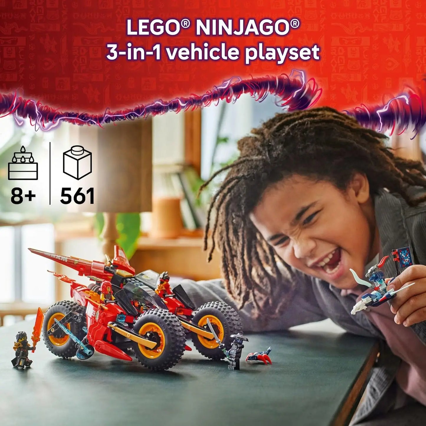 LEGO 71844 Ninjago Ninja Combat Vehicle – 561 Pieces, 3-in-1 Set