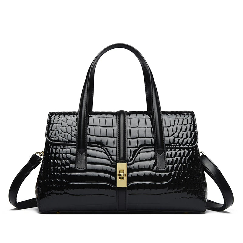 Luxury Tote Handbag for Women – Crocodile Patent Leather