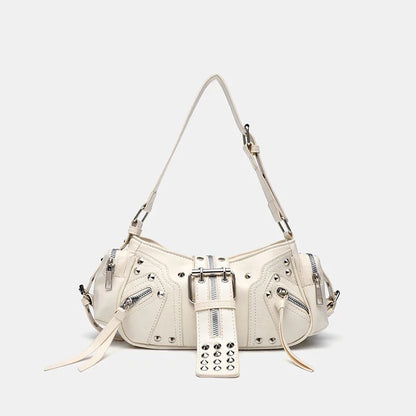 Gothic Rivet Shoulder Bag – Y2K Punk PU Leather Handbag