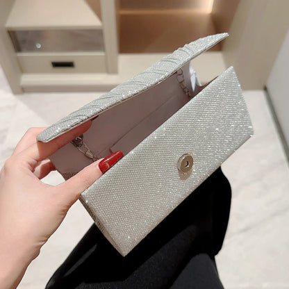 Glitter Evening Clutch Bag – Elegant Chain Shoulder Purse for Women