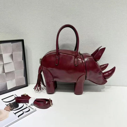 Creative Rhinoceros Design Women Shoulder Bags Cute Novelty Bag Luxury Pu Leather Crossbody Funny