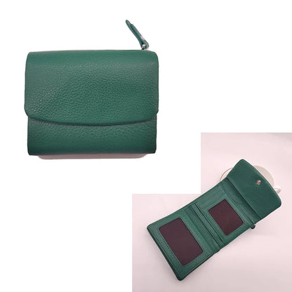 Genuine Leather Tri-Fold Wallet for Women with Hasp Closure