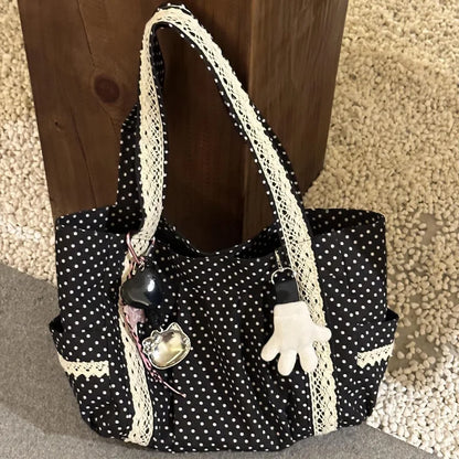 Polka Dot Large Capacity Shoulder Bag for Women – Retro Hobo