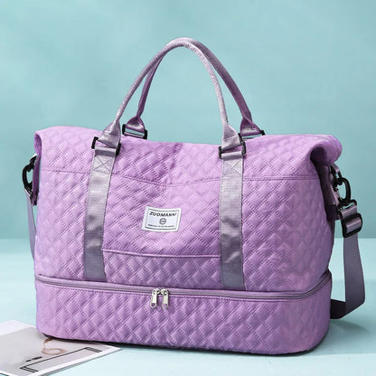 Large Capacity Weekender Duffel Bag – Quilted Gym & Travel Tote for Women