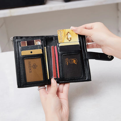 Slim Zipper Coin Purse with Multiple Card Slots