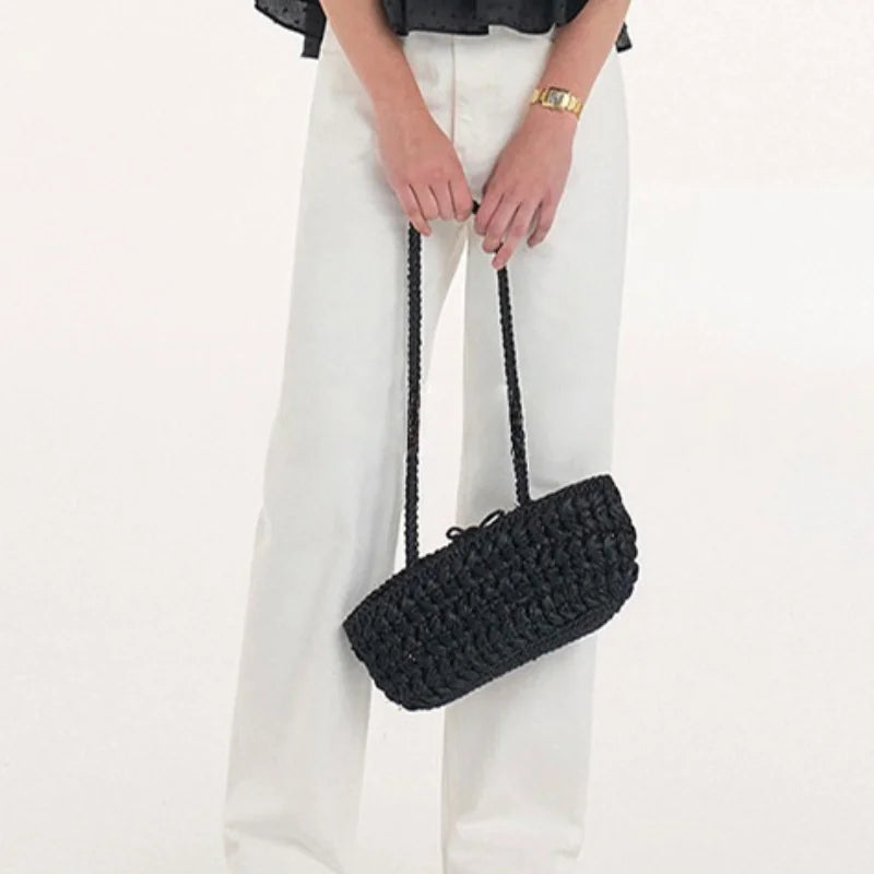 Woven Straw Shoulder Bag – Women's Raffia Underarm Handbag