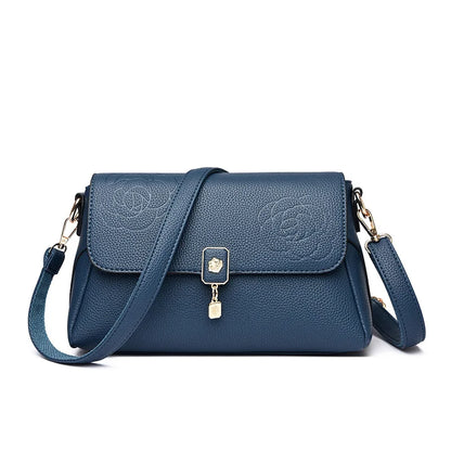 Floral Embossed Leather Crossbody Bag for Women – Shoulder Handbag
