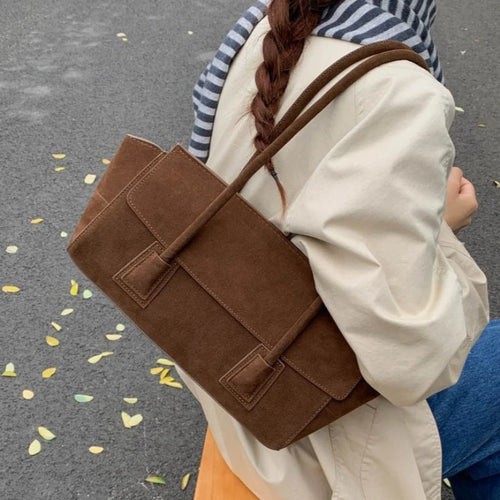 Vintage Suede Shoulder Bag – Women's Crossbody Handbag