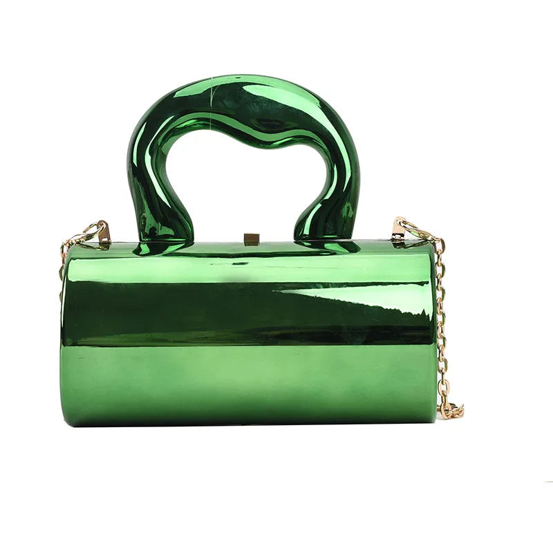 Cylinder Evening Clutch – Women's Metallic Mini Crossbody Bag