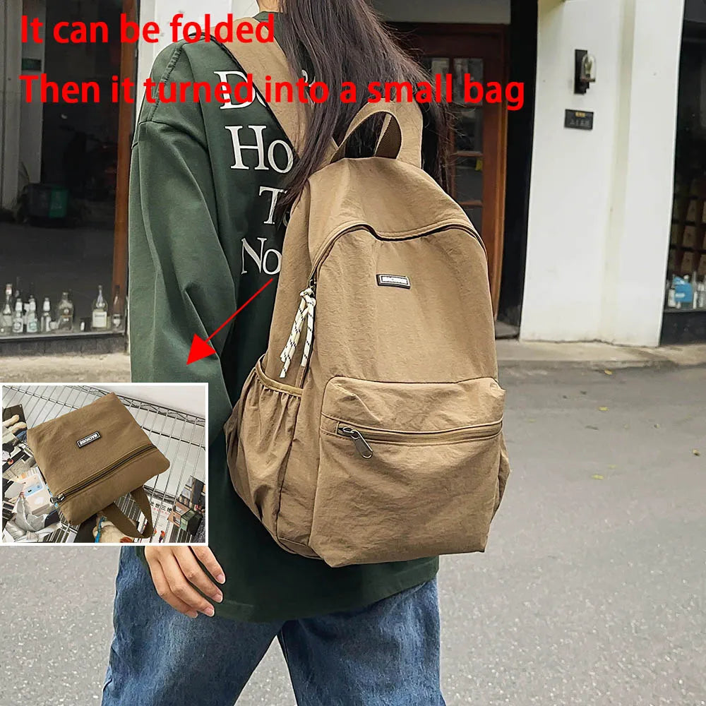 Large Capacity Foldable Backpack for Women – Korean Laptop Bag