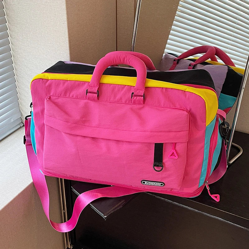 Expandable Travel Duffle Bag – Color Block Weekend Overnight Bag