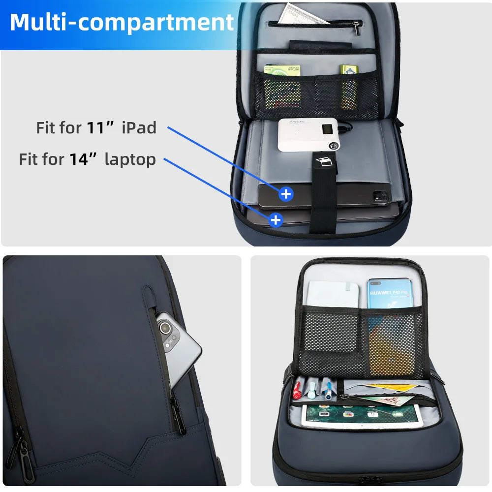 Slim Laptop Backpack for Men – 15.6" Waterproof Business Bag with USB Charging