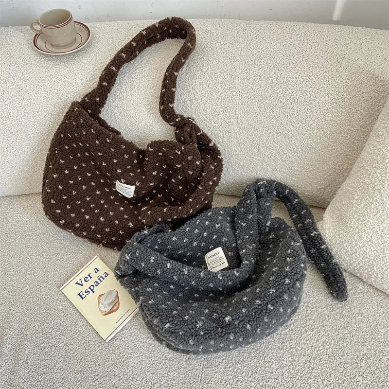 Plush Sherpa Large Crossbody Bag for Women