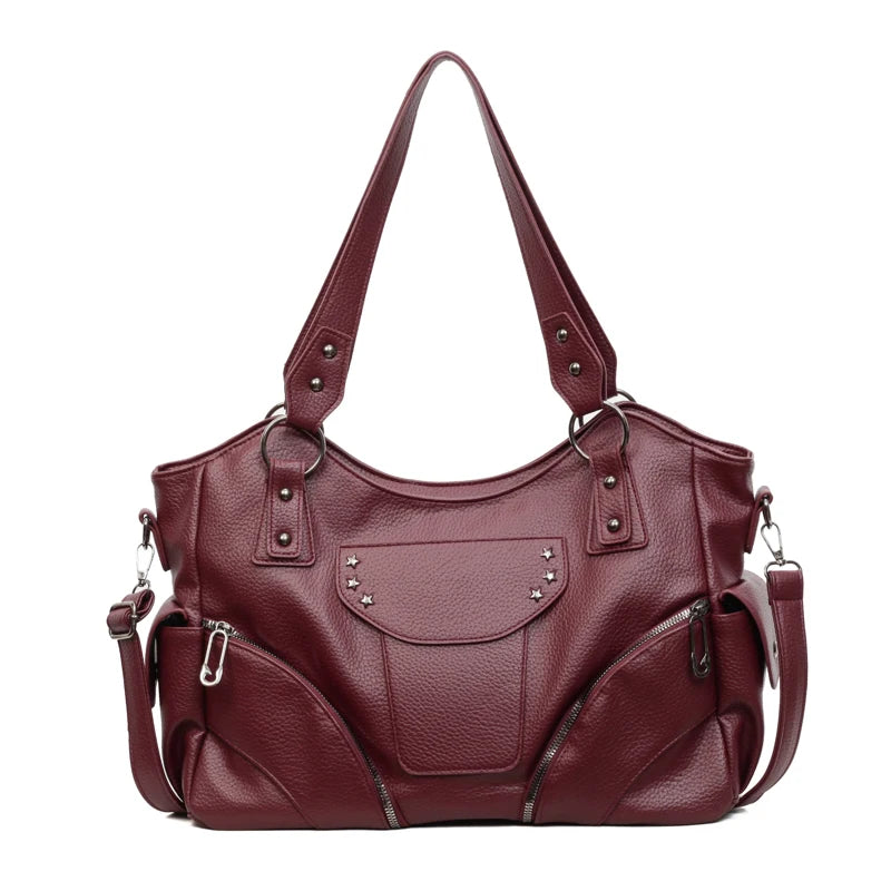 Motorcycle Style Tote Bag for Women – Y2K Leather Crossbody Shoulder Bag