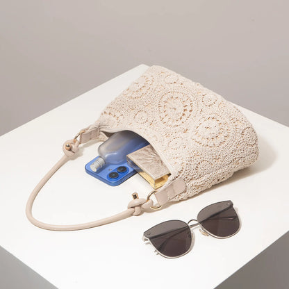 Boho Crochet Shoulder Bag – Floral Hollow-Out Summer Beach Bag