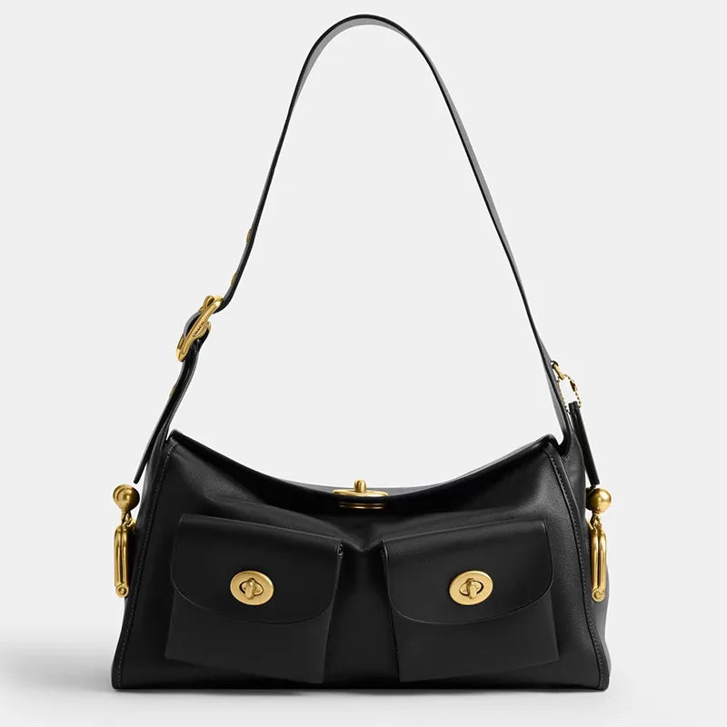 Women Lady Pu Leather Bags Big Capacity Vintage Style Shoulder Hand Zipper Closure Multi Pocket