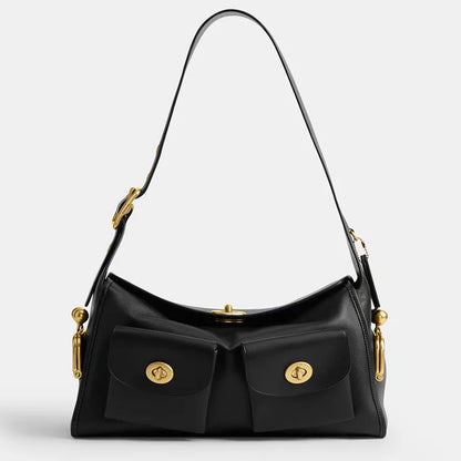 Women Lady Pu Leather Bags Big Capacity Vintage Style Shoulder Hand Zipper Closure Multi Pocket