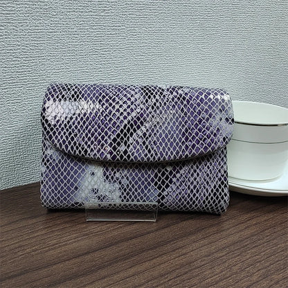 Snake Pattern Leather Women's Short Wallet – Trendy Clutch Purse