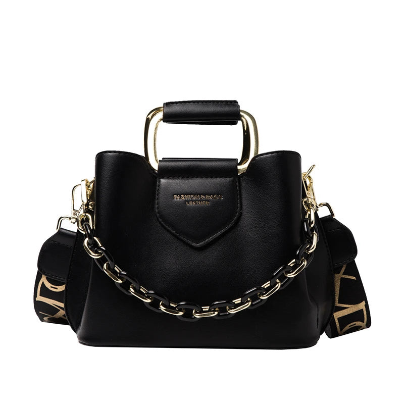 Women Top-Handle Mini Bucket Bag Pure Color Luxury Designer Handbags Leather Messenger