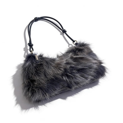 Real Fox Fur Woman Ladies Crossbody Bags Designer Luxury Handbags Women Handbag Shoulder Bag Fuzzy